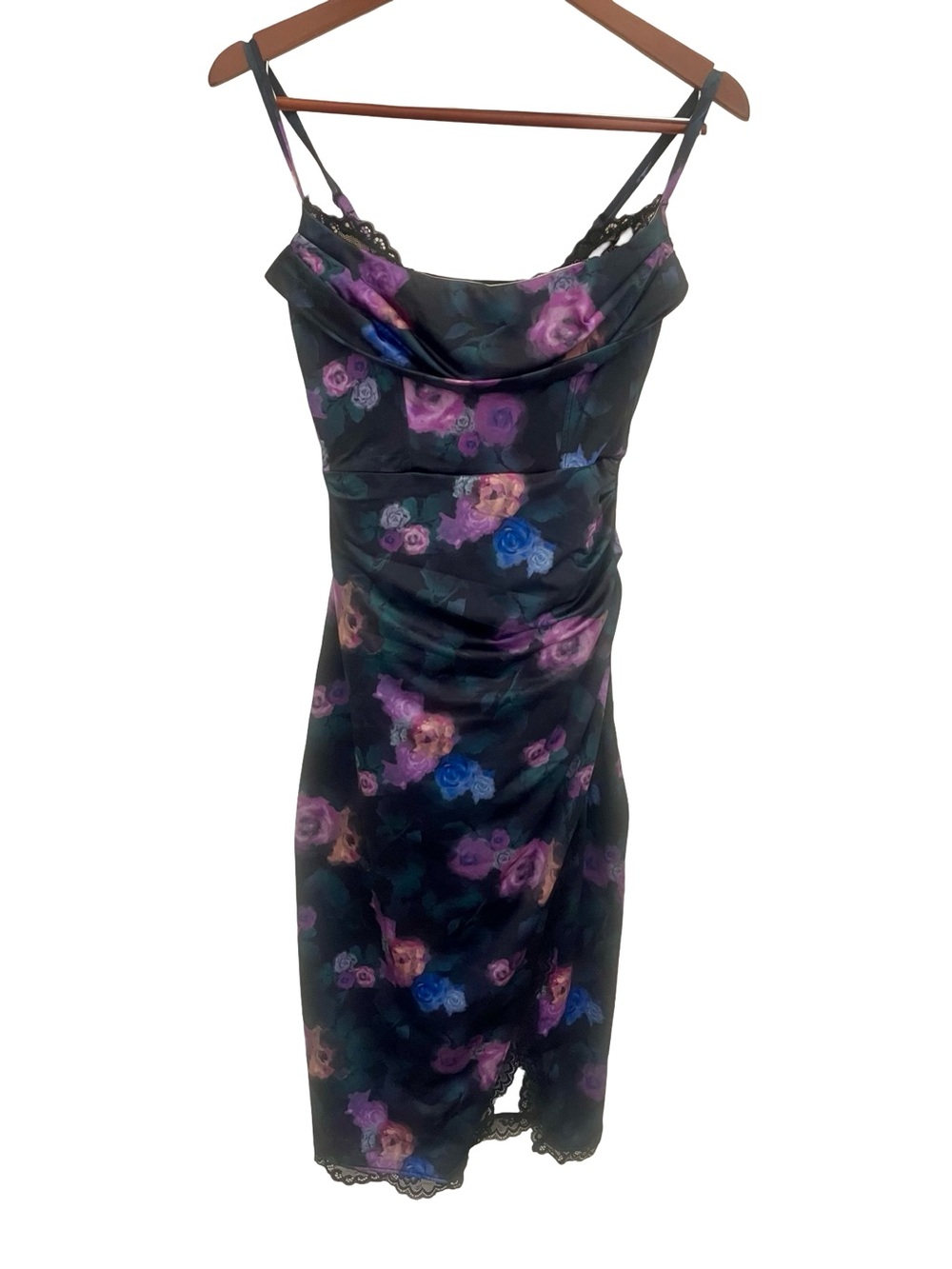 Shapewear Lace Trim Sculpting Floral Midi Dress with Built-In Shapewear size S - Picture 4 of 7